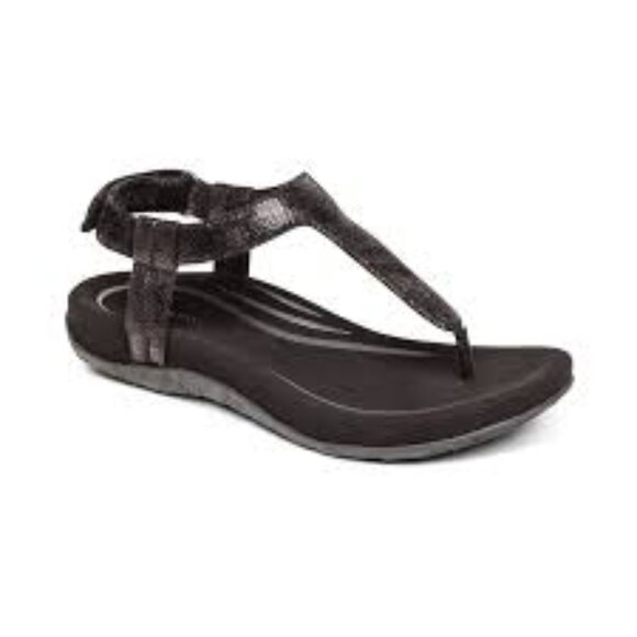 Aetrex Jane Orthopedic Thong Sandals  - Adjustable Ankle Strap  Black 9  NEW - Picture 4 of 4